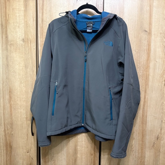 The North Face Jacket Mens Large Gray Apex Windwall Softshell Coat Fleece Lined - Picture 1 of 16